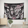 Mushroom Skull Wall Art Tapestry with Butterfly Pattern