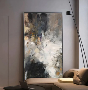 Cielo Modern Black and White Abstract Wall Art (Single)