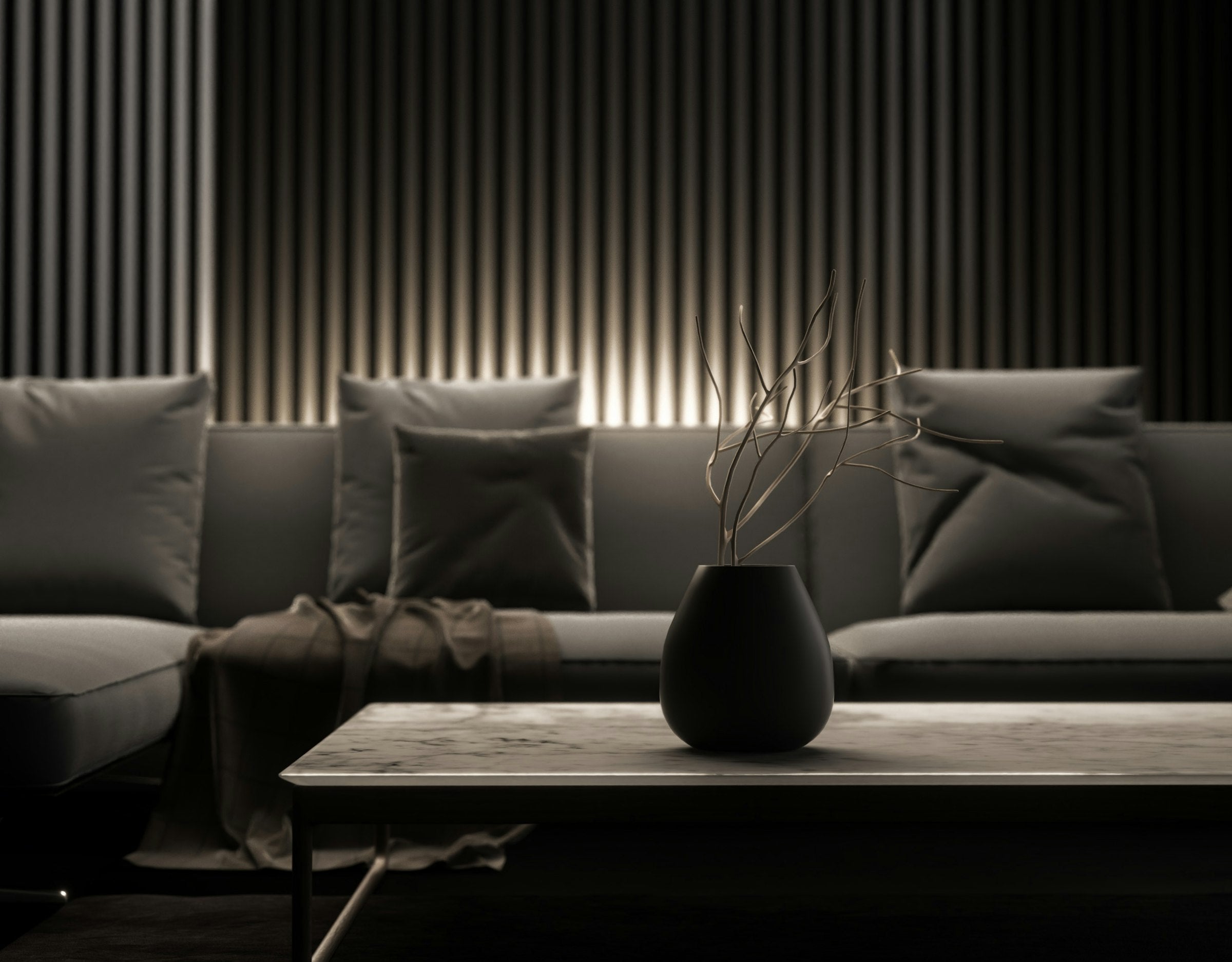 Monochrome dark green interior hero background
